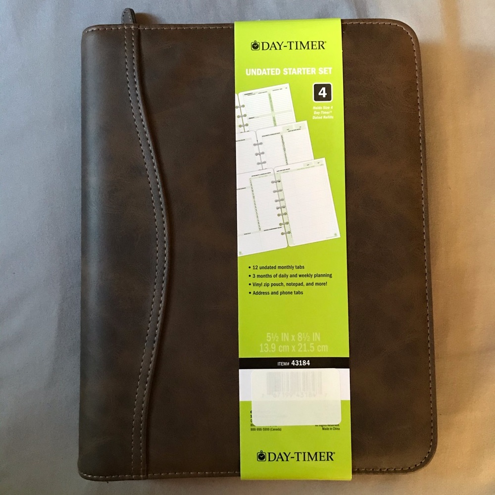 SOLD ON M / Brown Distressed-Look Zip Planner